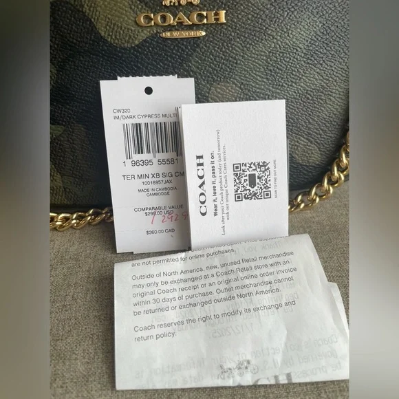 NWT！COACH Teri Mini Crossbody Bag In Signature Camo Print（CW320）gift receipt